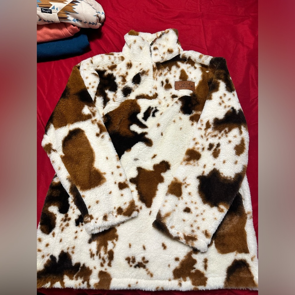 Cow Print Fur Quarter Zip